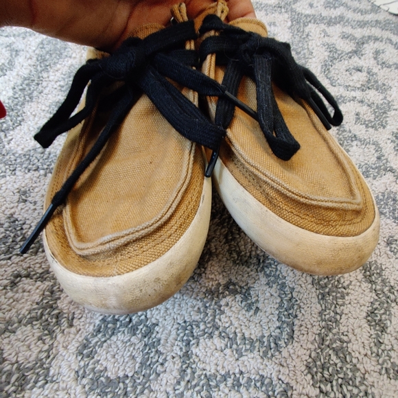 VANS Men's Dark Khaki Tan Canvas Off The Wall Skater Sneakers Loafer Shoes 6.5 - Picture 3 of 10